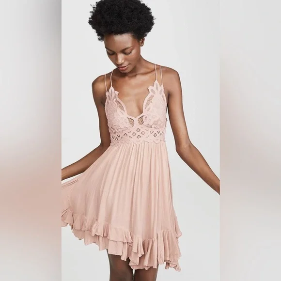 Free People/women’s pink rose Adella slip dress size XS - Picture 3 of 11